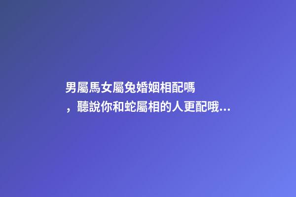 男屬馬女屬兔婚姻相配嗎，聽說你和蛇屬相的人更配哦!甜甜蜜蜜一生